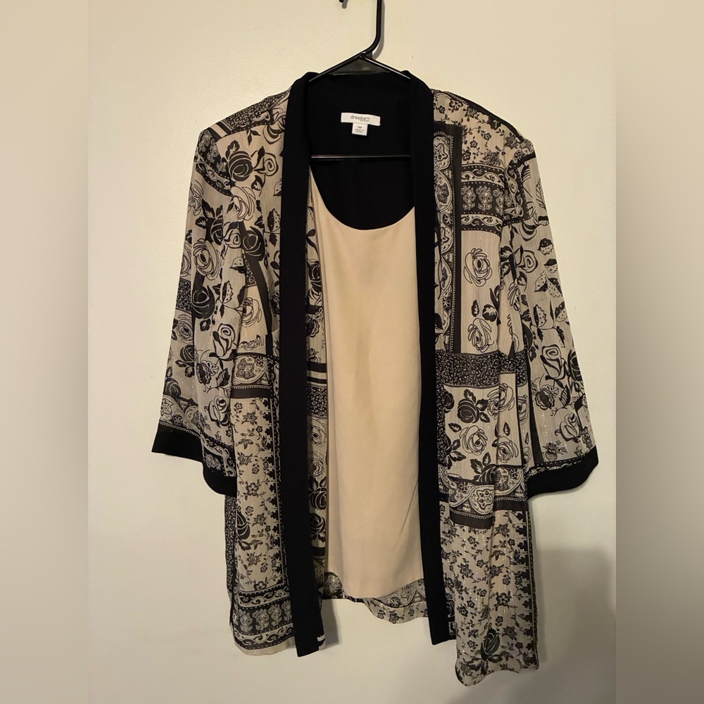 Dressbarn Open-Front Kimono Cardigan w/ Attached Tank
